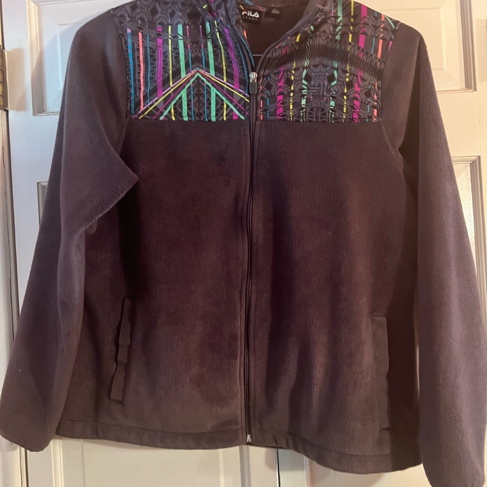 Fila Women's Black Jacket with Multicolor Accents
